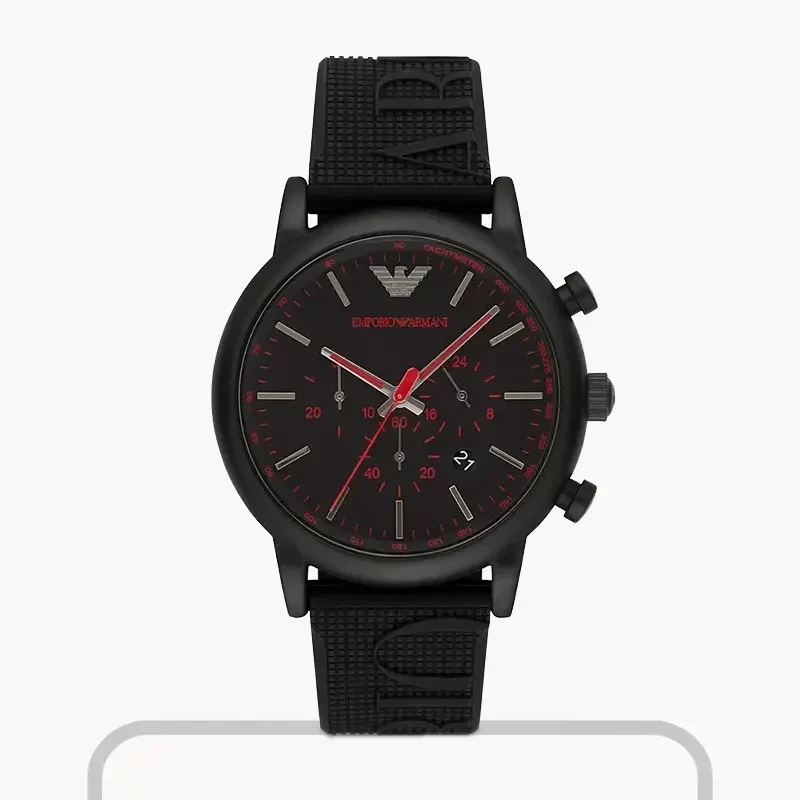 Emporio Armani Luigi Chronograph Black Silicone Men's Watch- AR11024